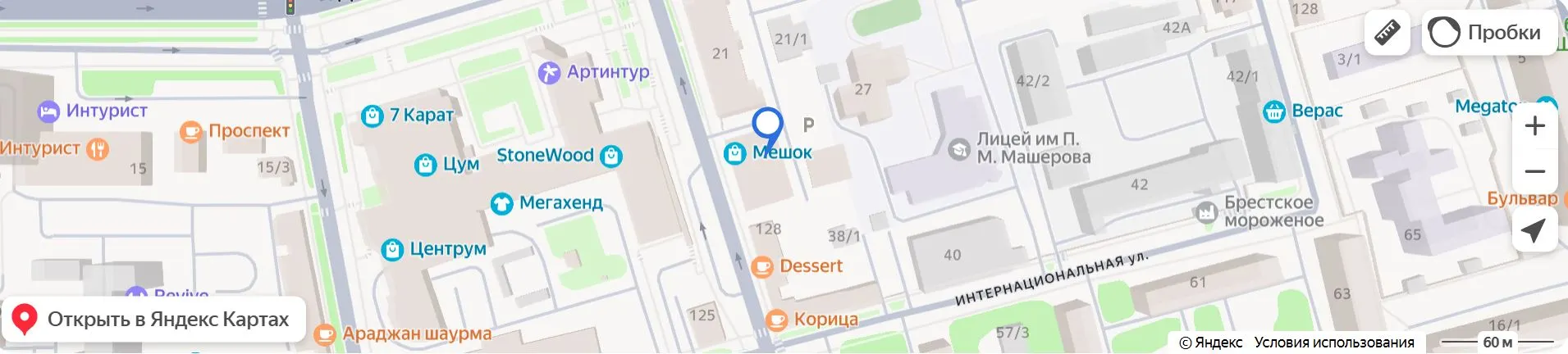 Изображение карты проезда к сервисному центру TOPLAB в Бресте
